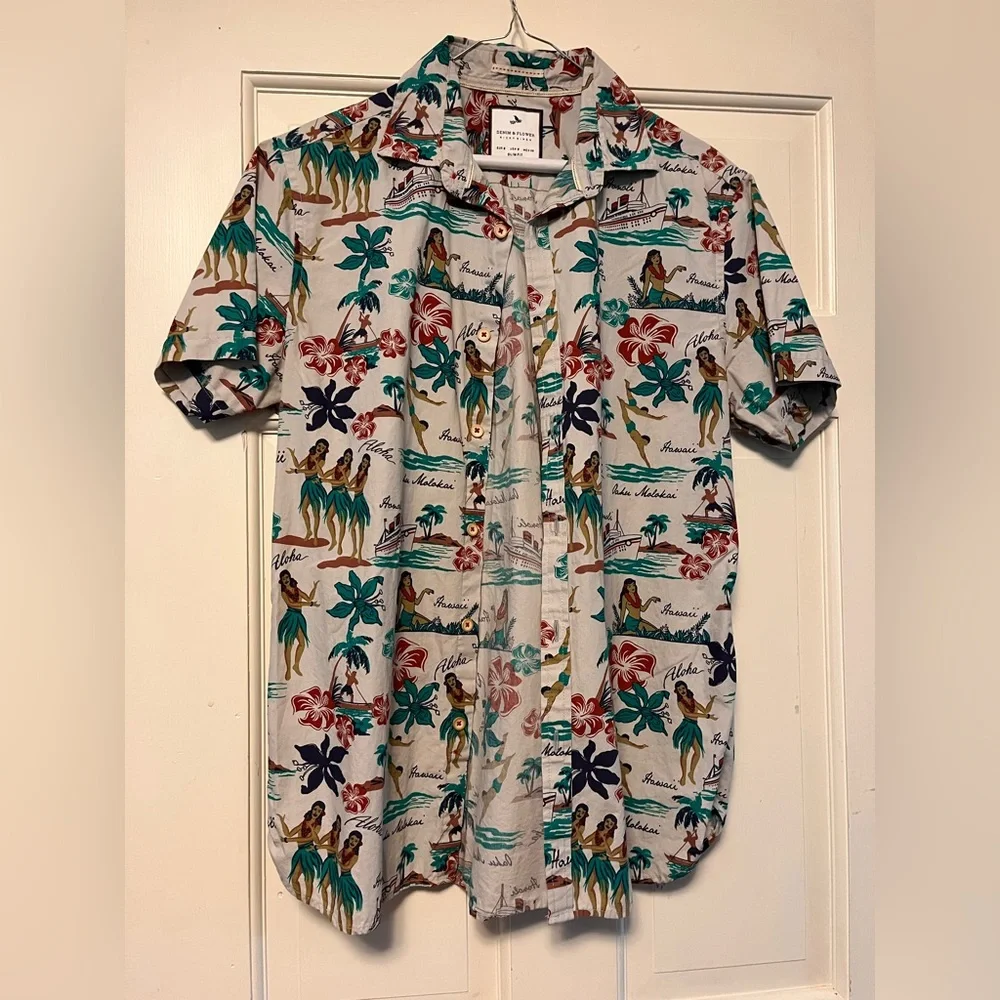 Denim & Flower Multicolor Tropical Print Shirt - Picture 1 of 2